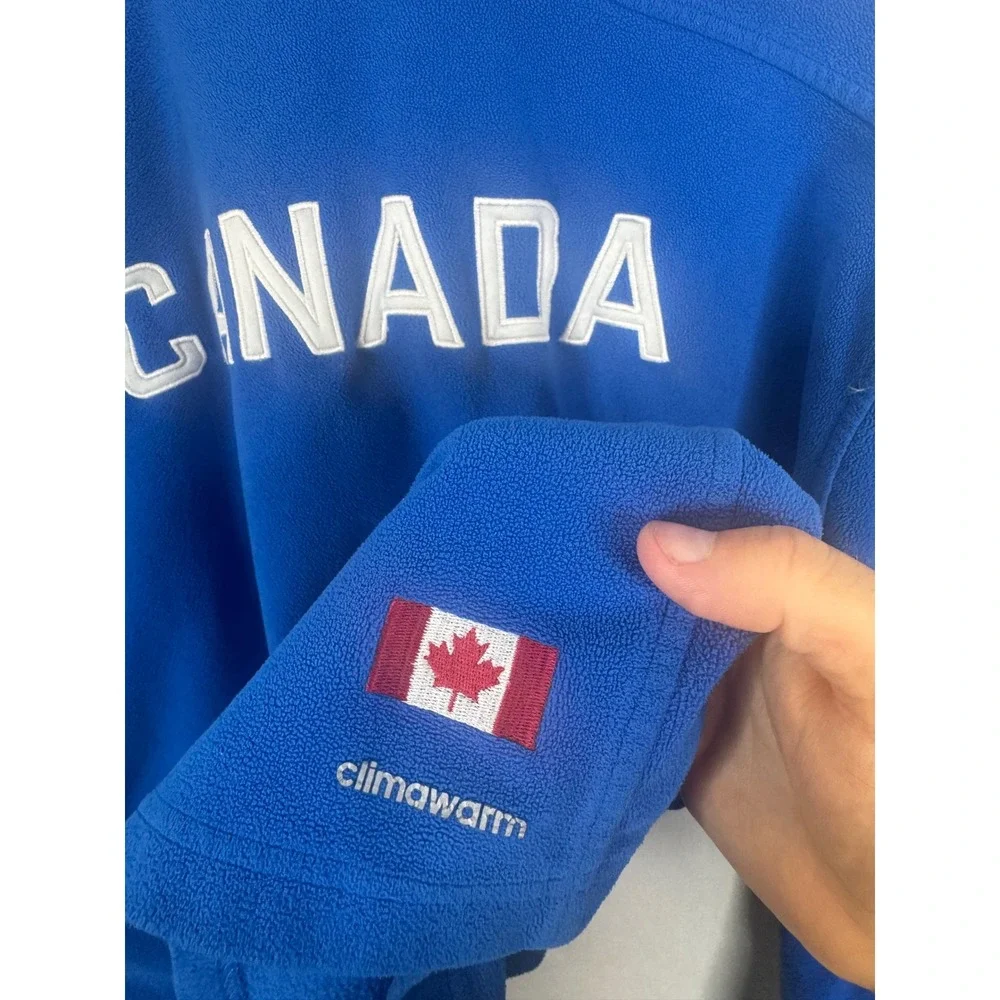 Adidas Canada Olympic ClimaWarm Fleece Quarter Zip Pullover Blue Q53130 Mens 2XL